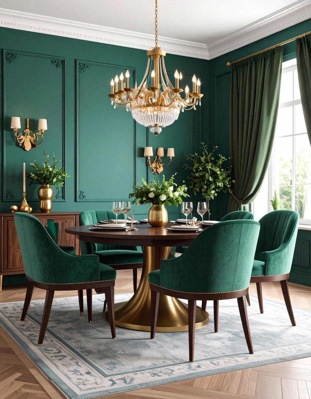Bold Emerald Green for Jewel Toned Drama - 25 Dining Room Paint Colors