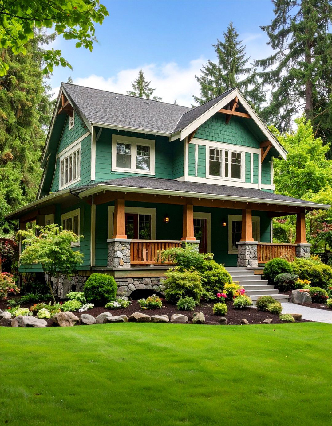 Bold Forest Green Richness - 25 Exterior House Colors & Inspiration