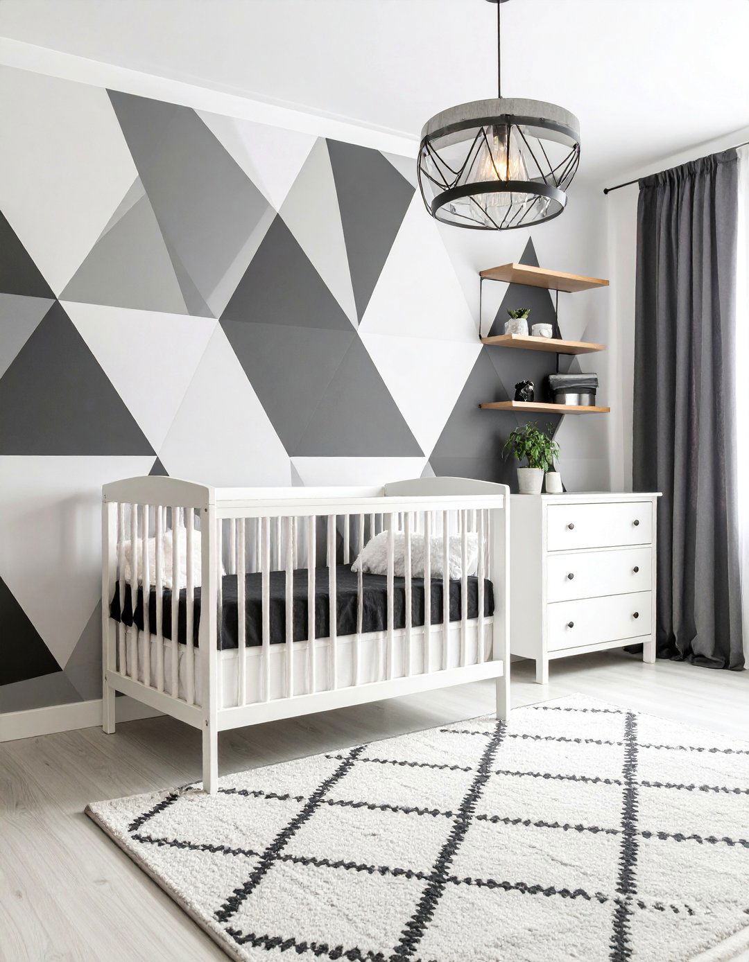 Bold Geometric Pattern Black and White Nursery - 25 Black and White Nursery Ideas