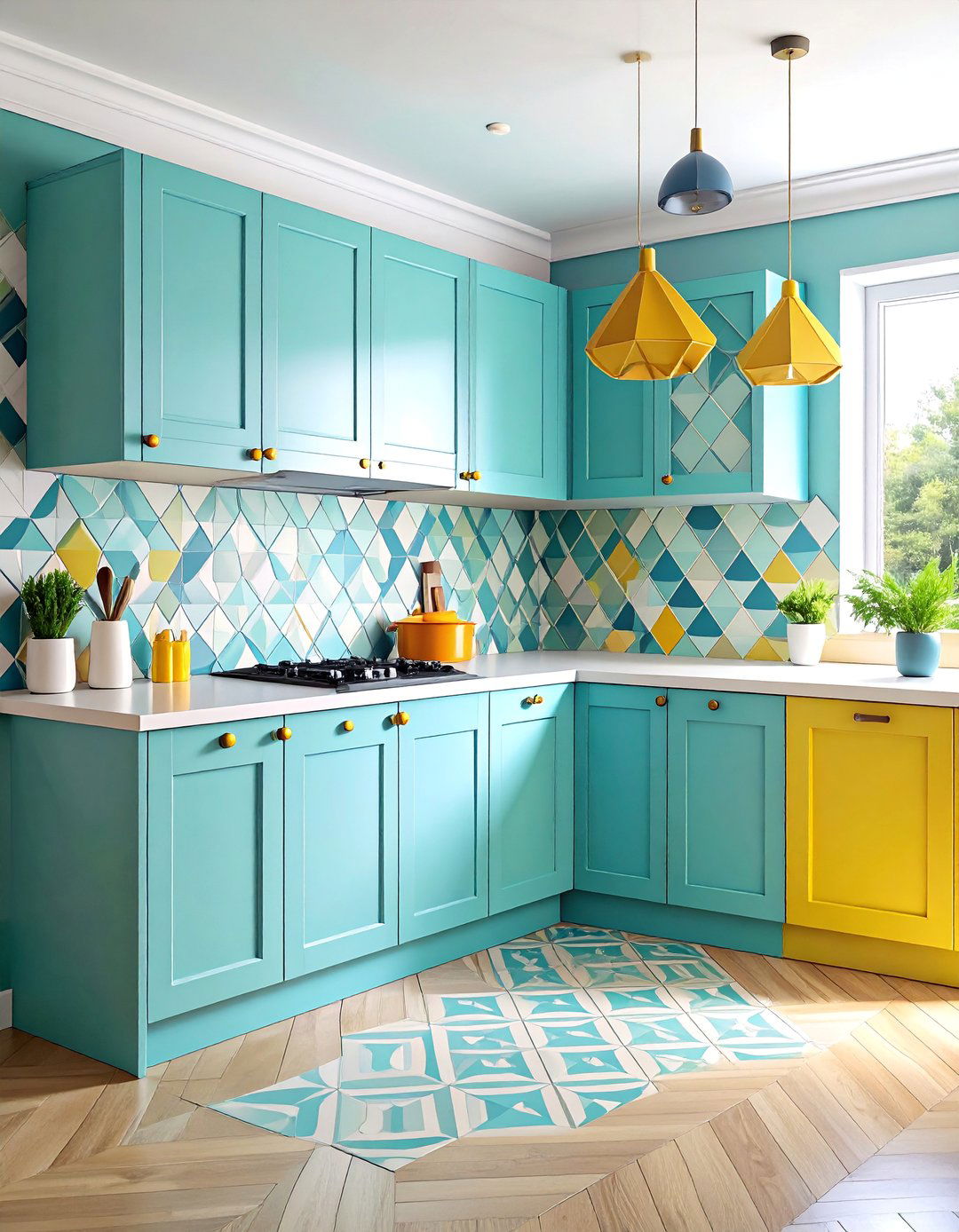 Bold Geometric Pattern Kitchen - 25 Maximalist Kitchen Decor Ideas