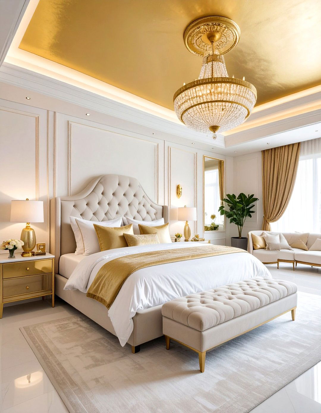 Bold Gold Ceiling Statement Bedroom - 25 Gold Bedroom Ideas