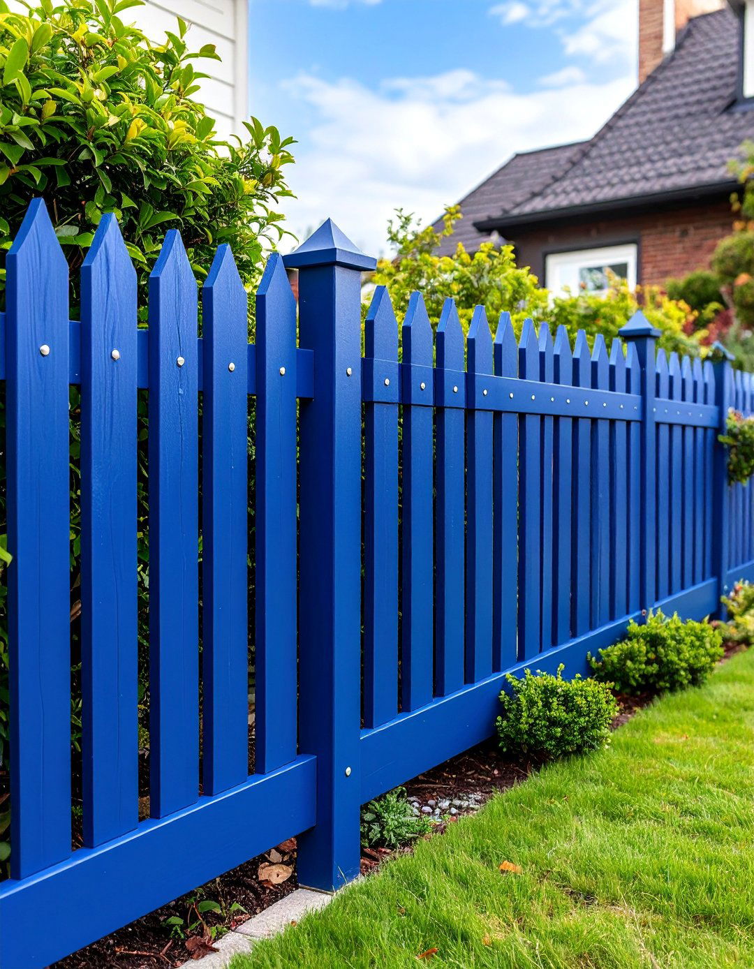 Bold Navy Blue Accent Fence - 25 Fence Painting Ideas