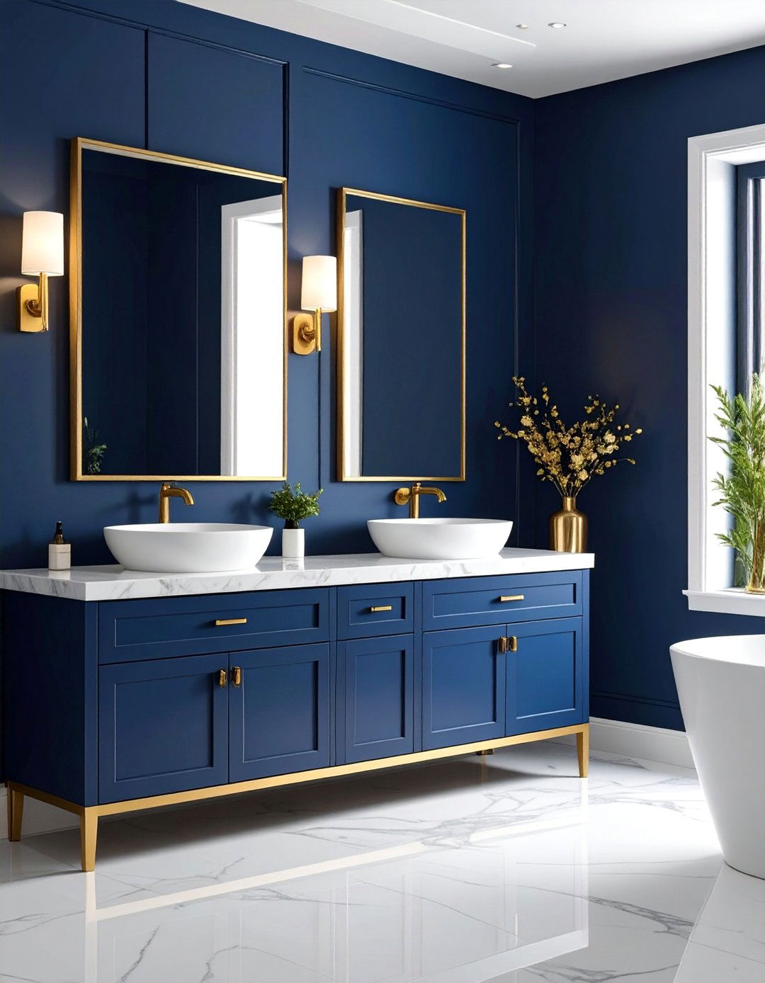 Bold Navy and Gold Glamour Bathroom Design - 25 Colorful Bathroom Ideas