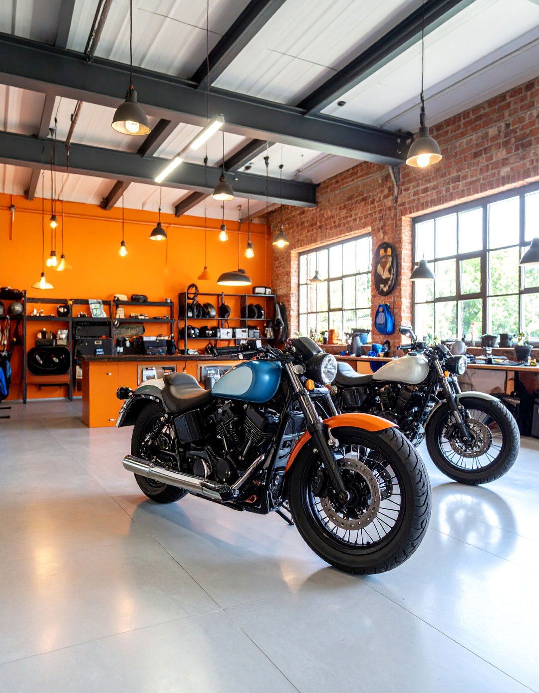 Bold Orange Harley Davidson Theme - 25 Garage Wall Paint Ideas