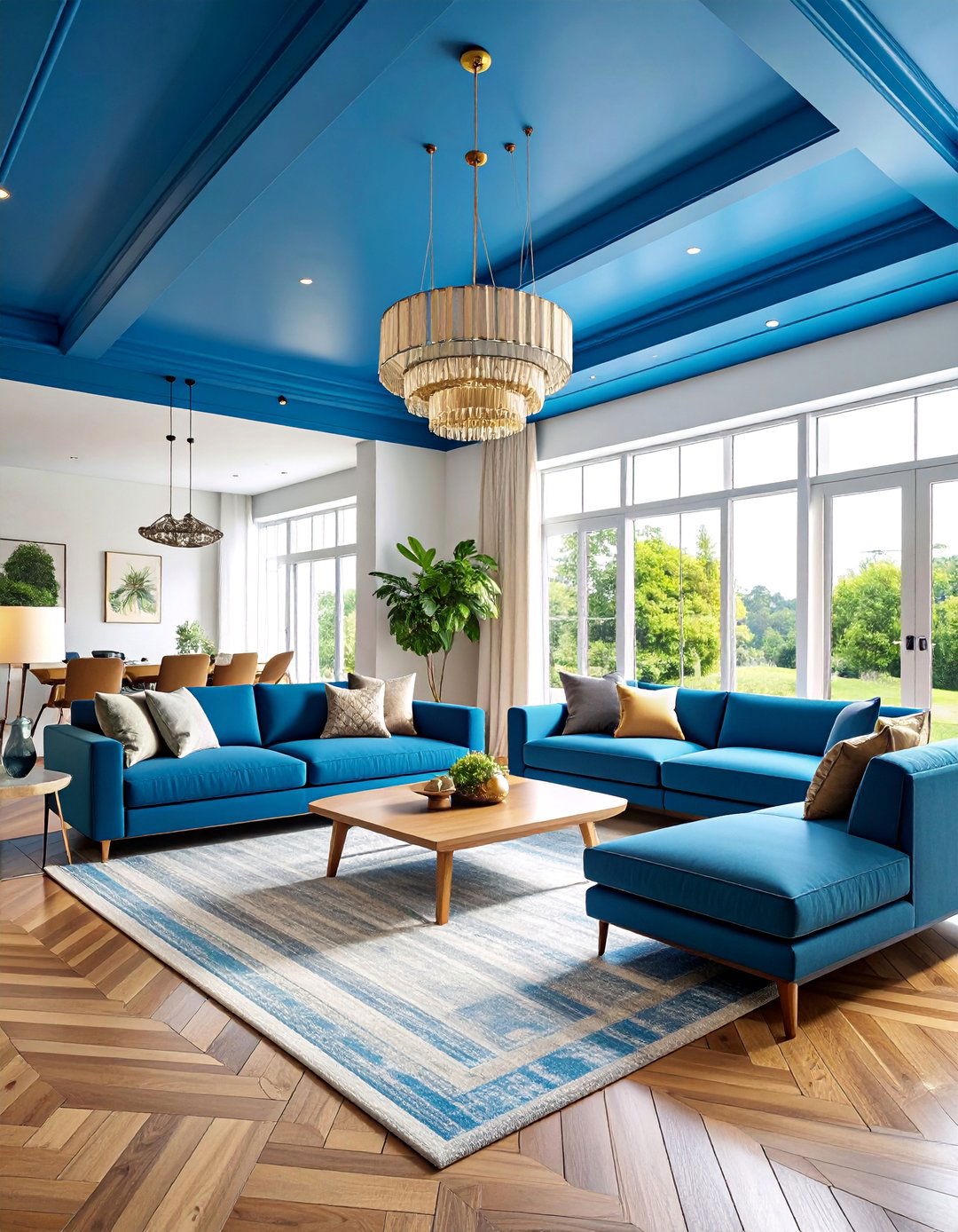 Bold Painted Accent Ceiling - 25 Living Room Ceiling Ideas