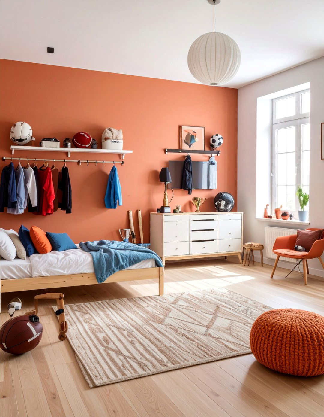 Bold Red Boys Room with Sports Theme - 25 Boys Room Paint Ideas