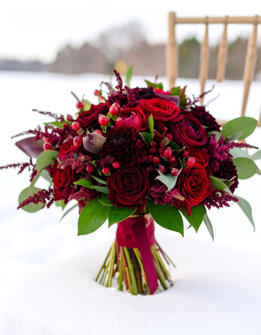 Bold Red Cherry Berry Winter Bouquet - 25 Wedding Bouquet Ideas