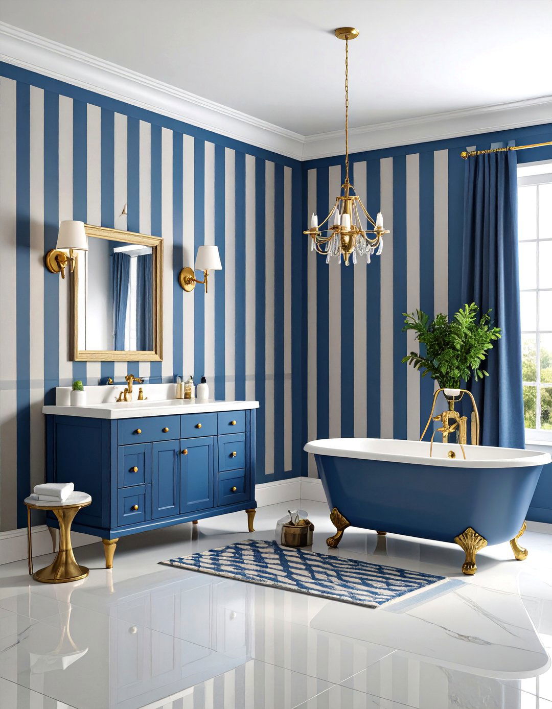 Bold Stripe Statement - 25 Powder Room Wallpaper Ideas