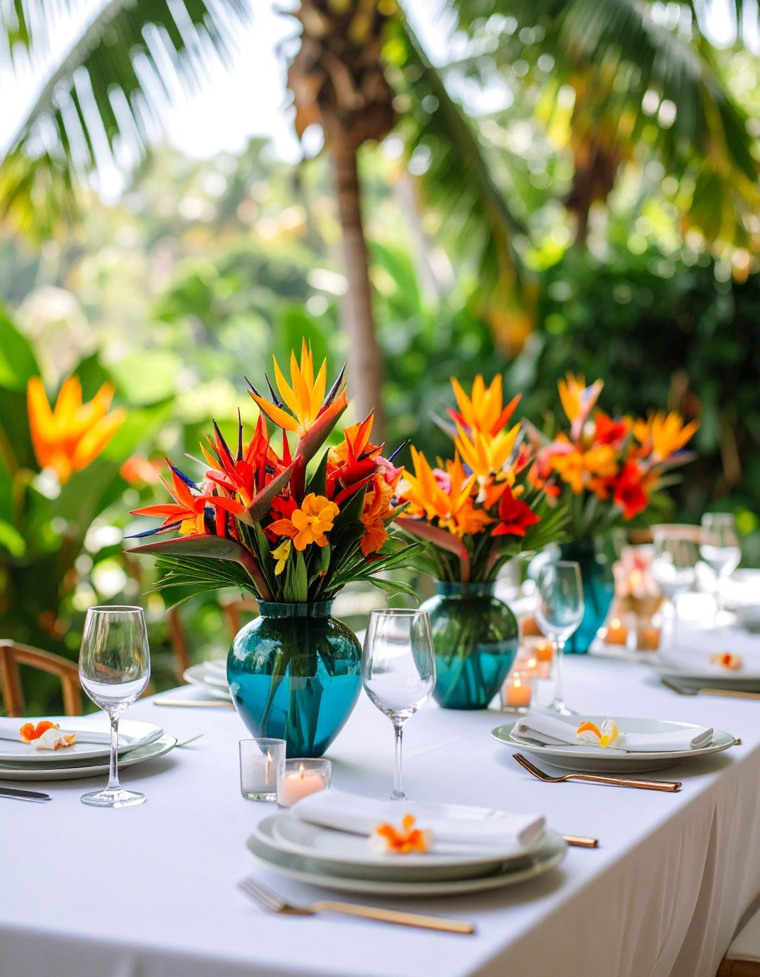 Bold Tropical Paradise Vibrance - 25 Bud Vase Wedding Centerpiece Ideas