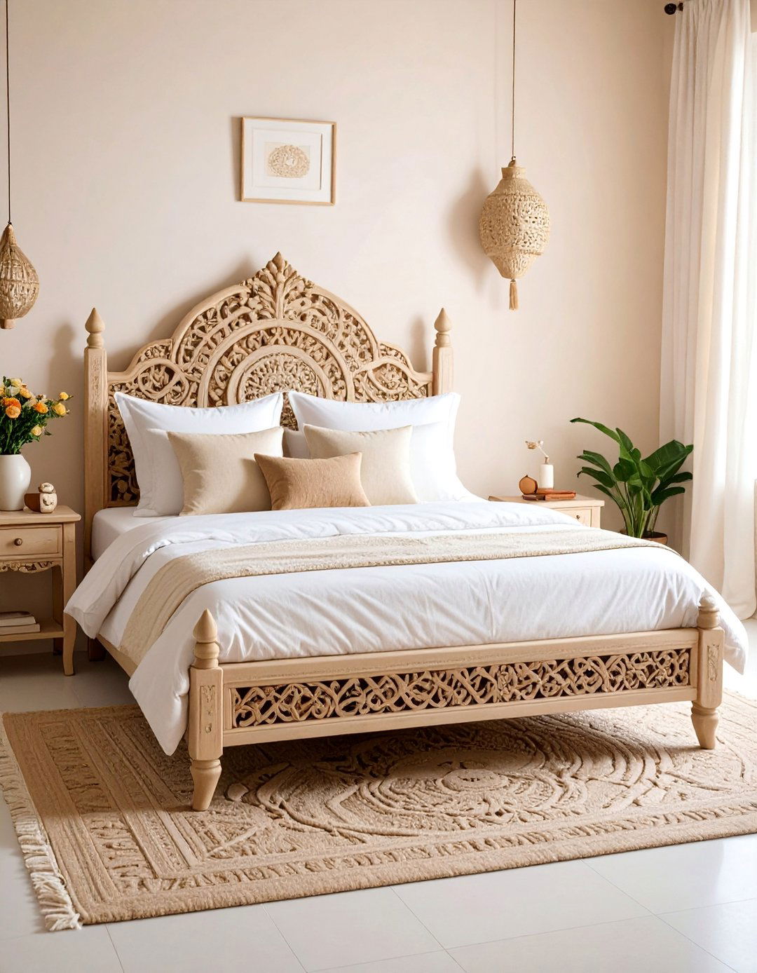 Bone Carving Viking Bedroom with Intricate Artistic Details - 25 Viking Bedroom Ideas