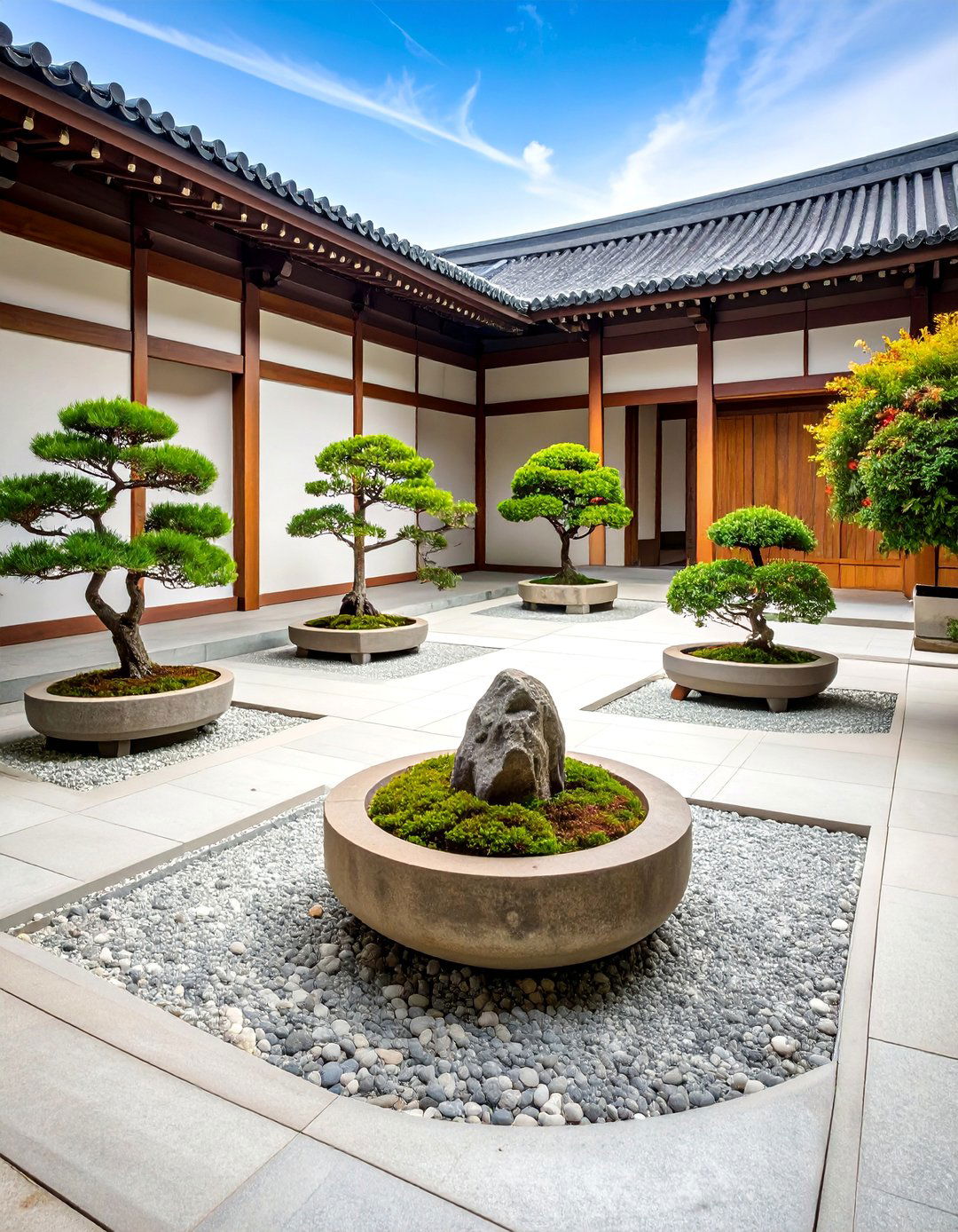 Bonsai Stone Platform Display Garden - 25 Bonsai Garden Ideas