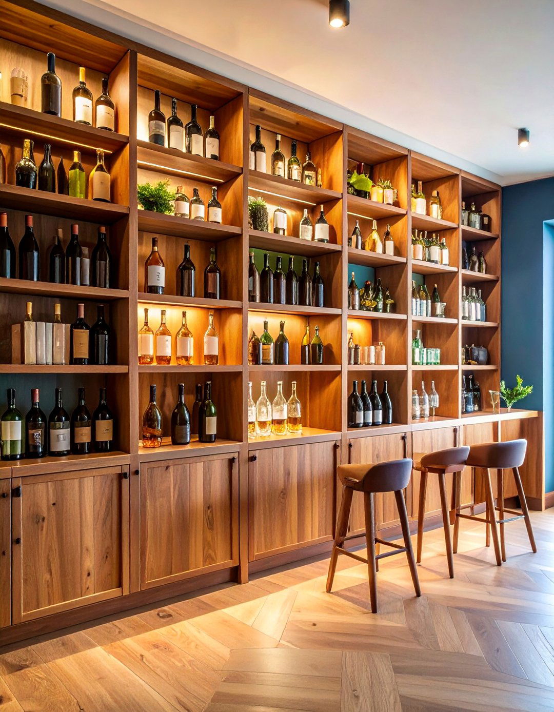 Bookshelf Bar with Hidden Storage - 25 Home Bar Ideas On A Budget