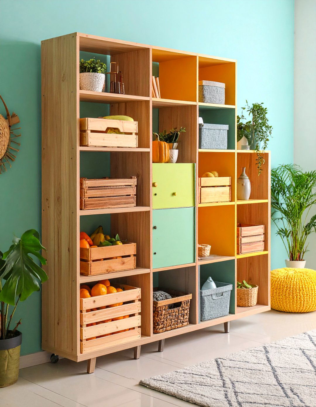 Bookshelf Room Divider with Dual Access Storage - 25 Small Apartment Storage Ideas