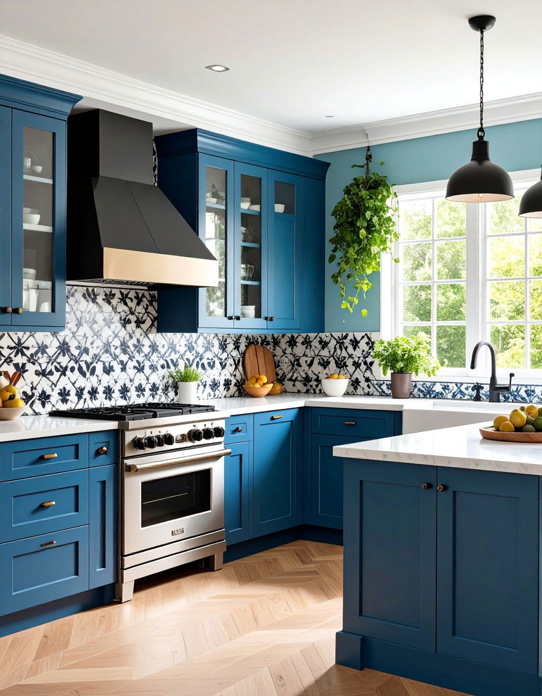 Border Frame Kitchen Backsplash with Decorative Accents - 25 Black and White Kitchen Backsplash Ideas