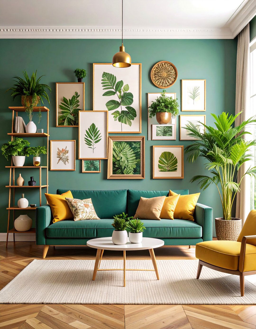 Botanical Gallery Wall Living Room - 25 Spring Decor Ideas