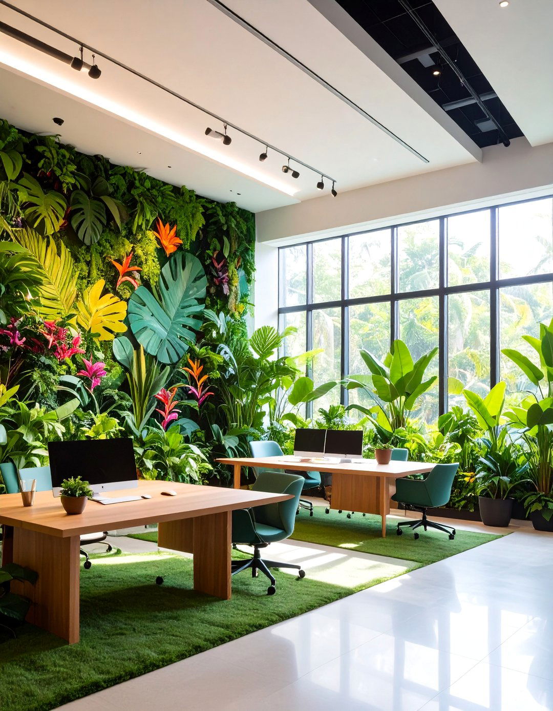 Botanical Garden Office Mural with Tropical Plant Life - 25 Office Wall Murals