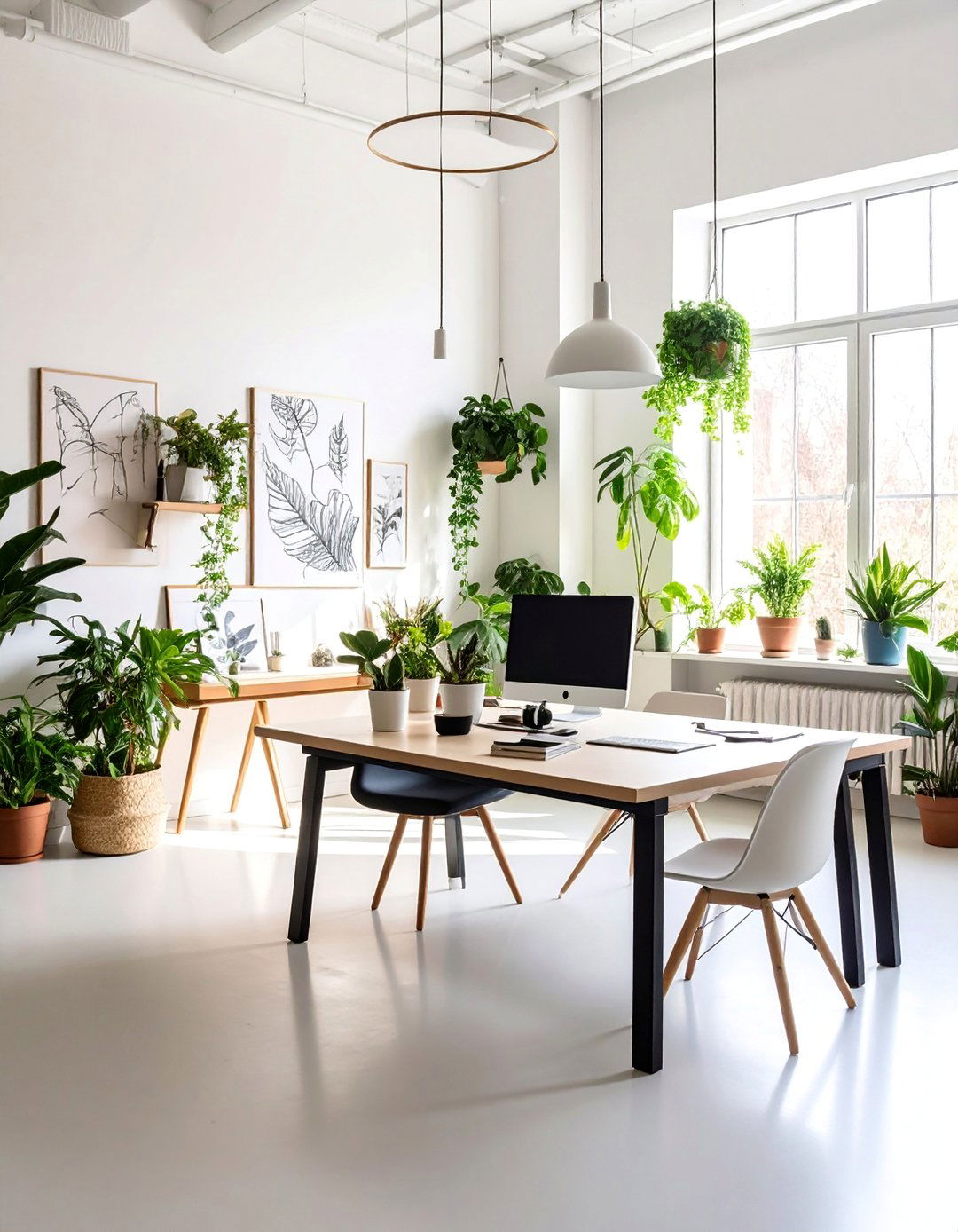 Botanical Line Art Elegance - 25 Office Wallpaper Ideas