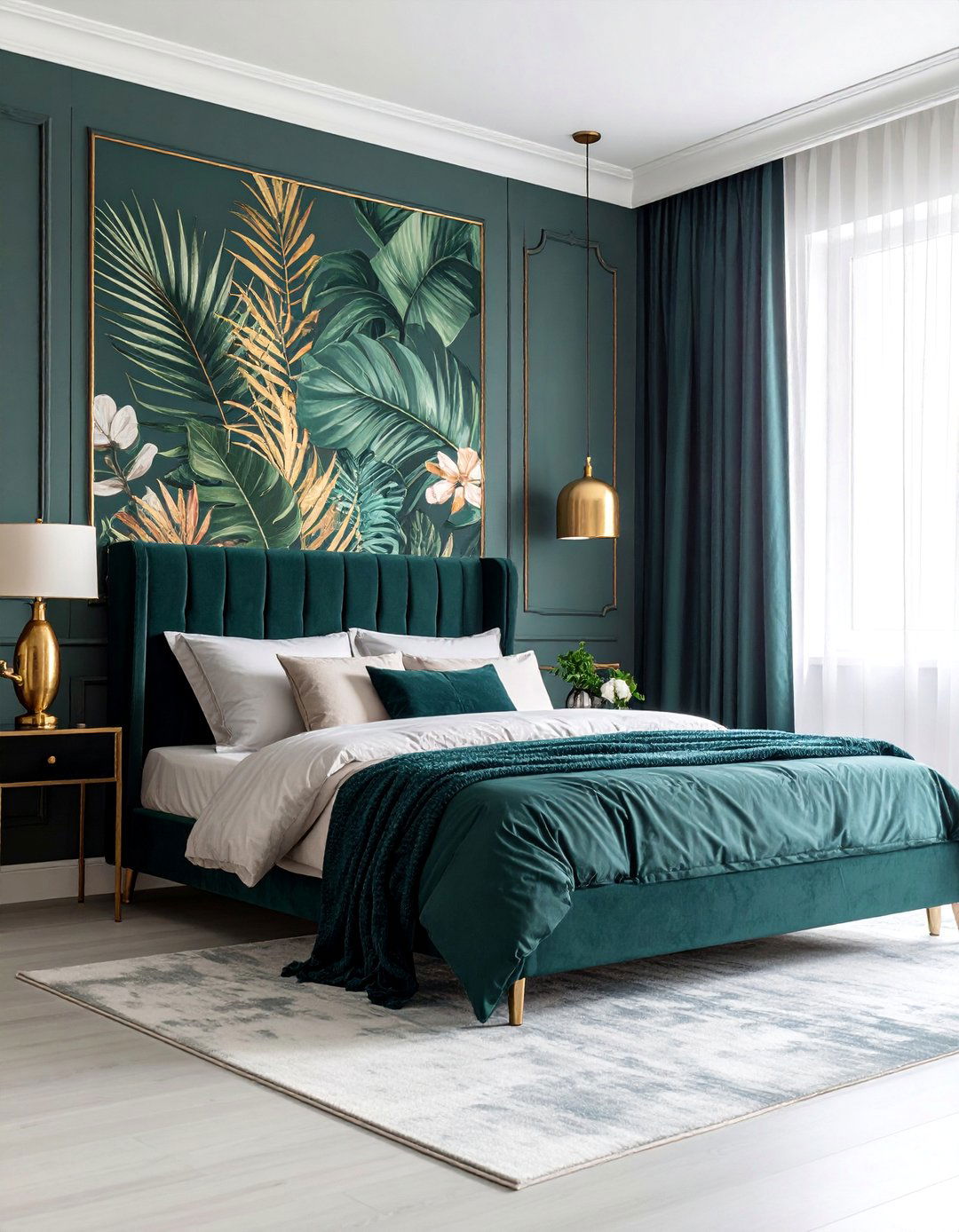 Botanical Paradise with Lush Tropical Foliage - 25 Bedroom Wallpaper Ideas