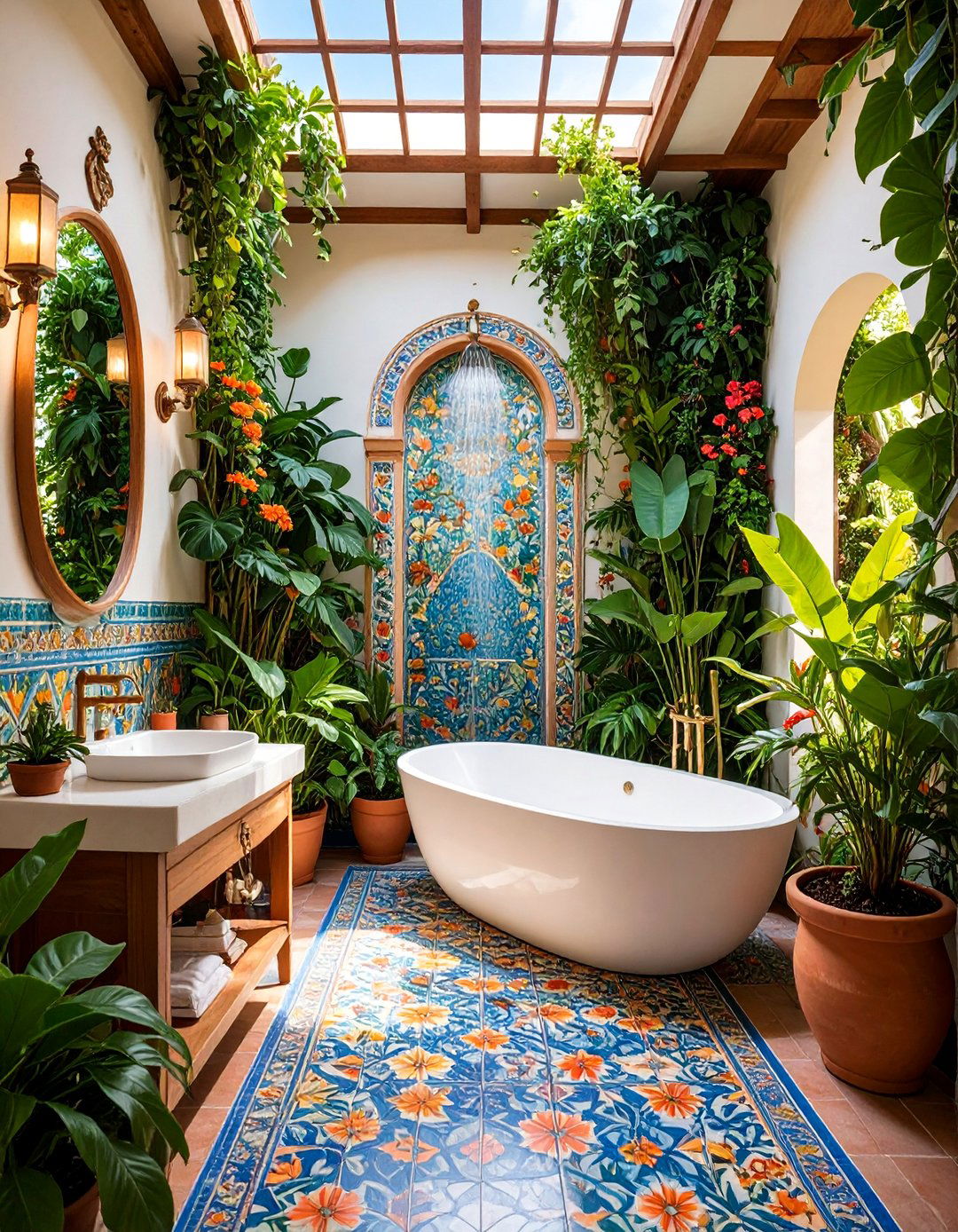 Botanical Spanish Garden Bathroom - 25 Spanish Style Bathroom Ideas