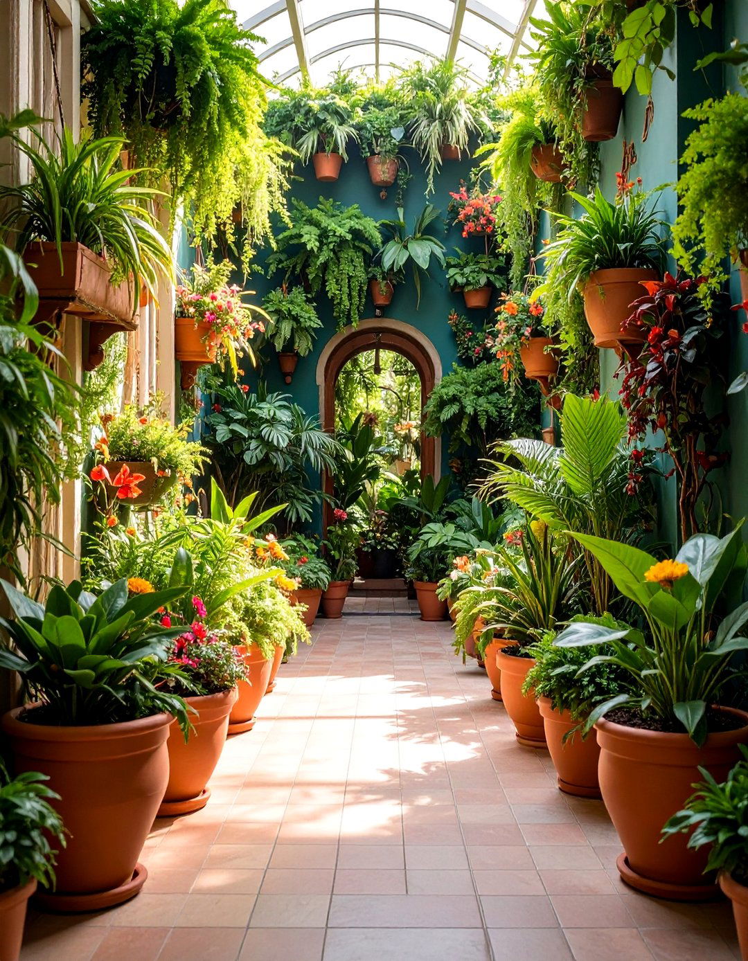 Botanical Wallpaper with Living Plants - 25 Entryway Wall Ideas