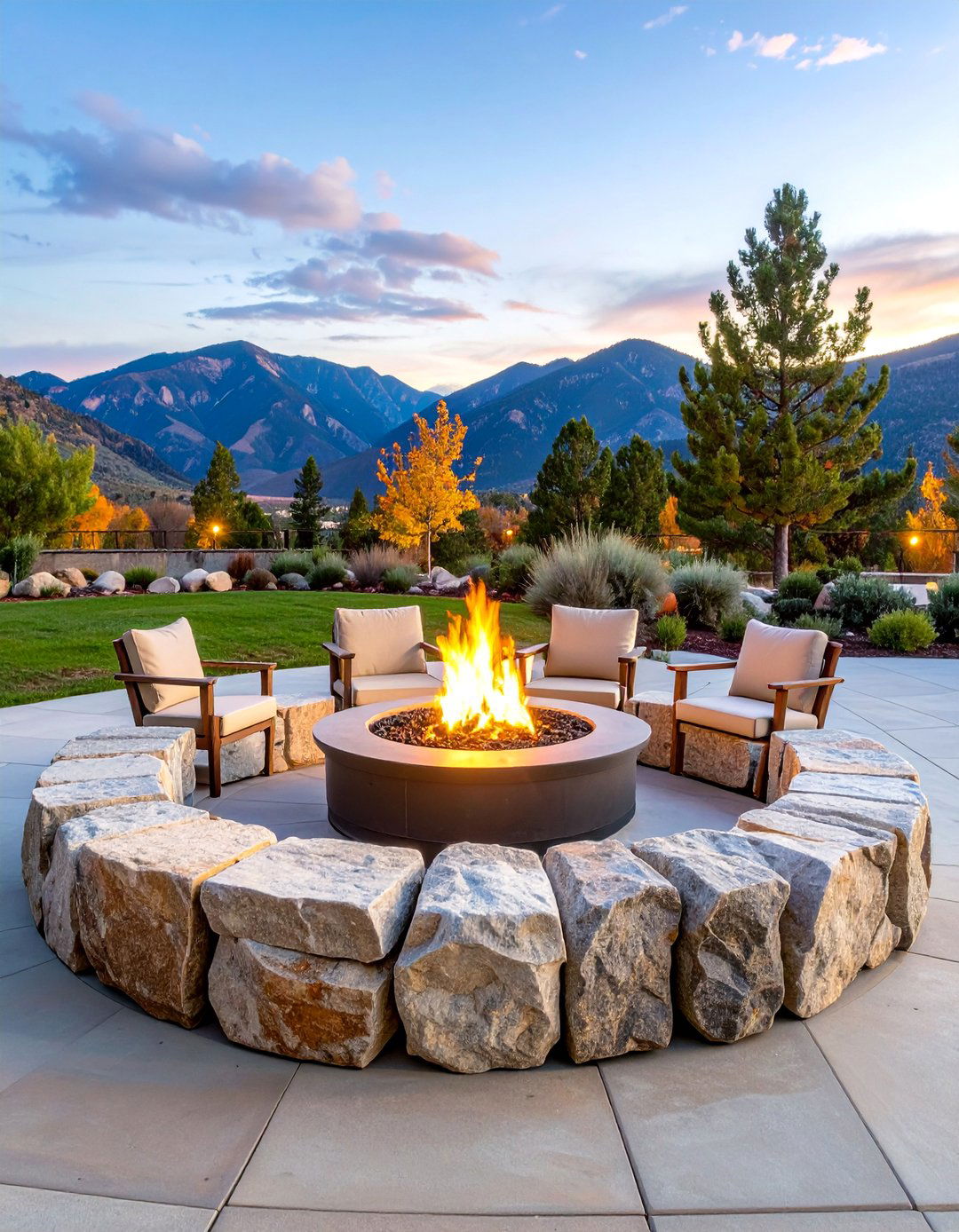 Boulder Ring Fire Pit with Mountain Lodge Aesthetic - 25 Stone Fire Pit Ideas