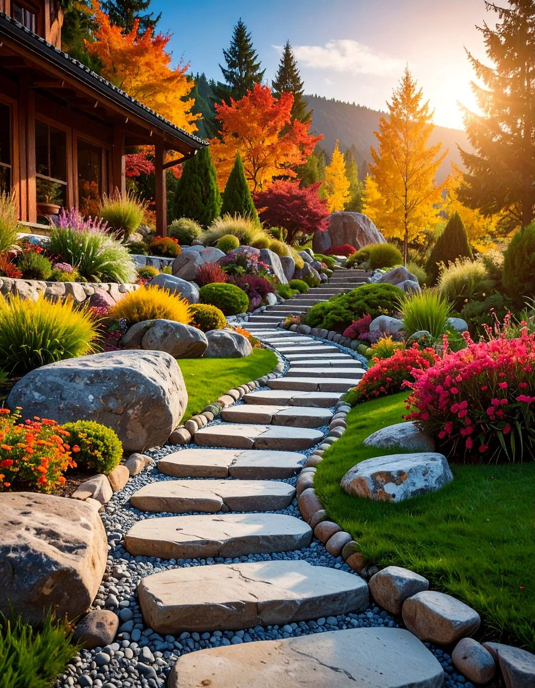 Boulder Rock Alpine Garden Terracing - 25 Stone Garden Edging Ideas