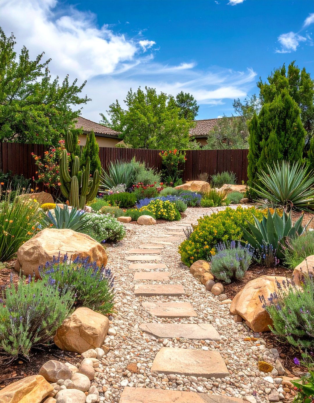 Boulder Rock Garden with Pathways - 25 Cheap Backyard Makeover Ideas