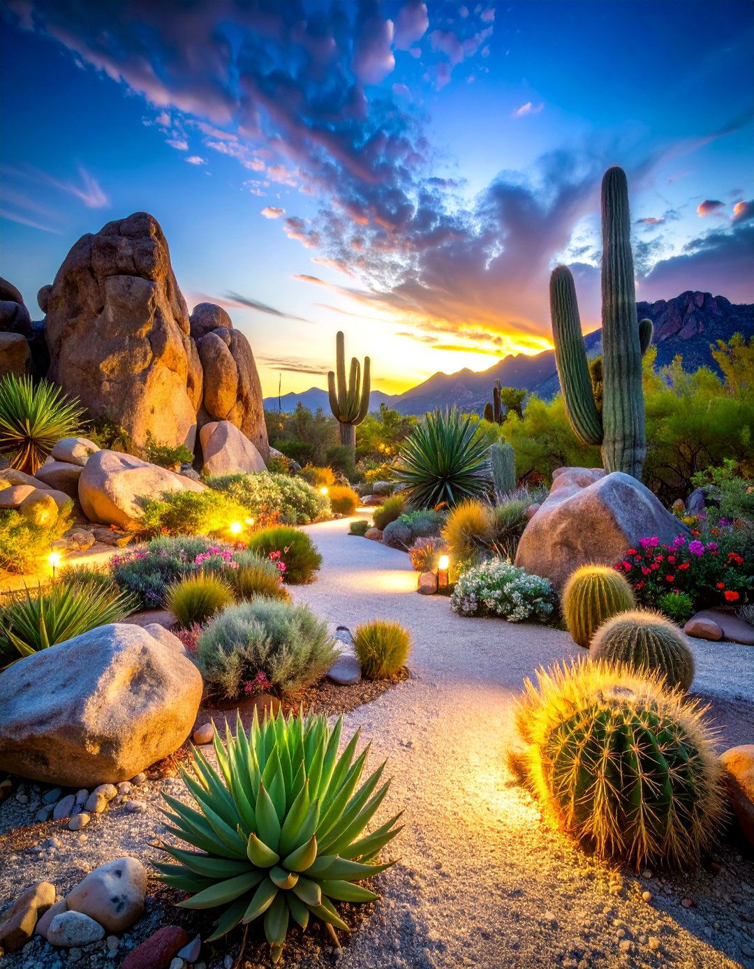 Boulder and Stone Feature Garden - 25 Desert Landscape Ideas