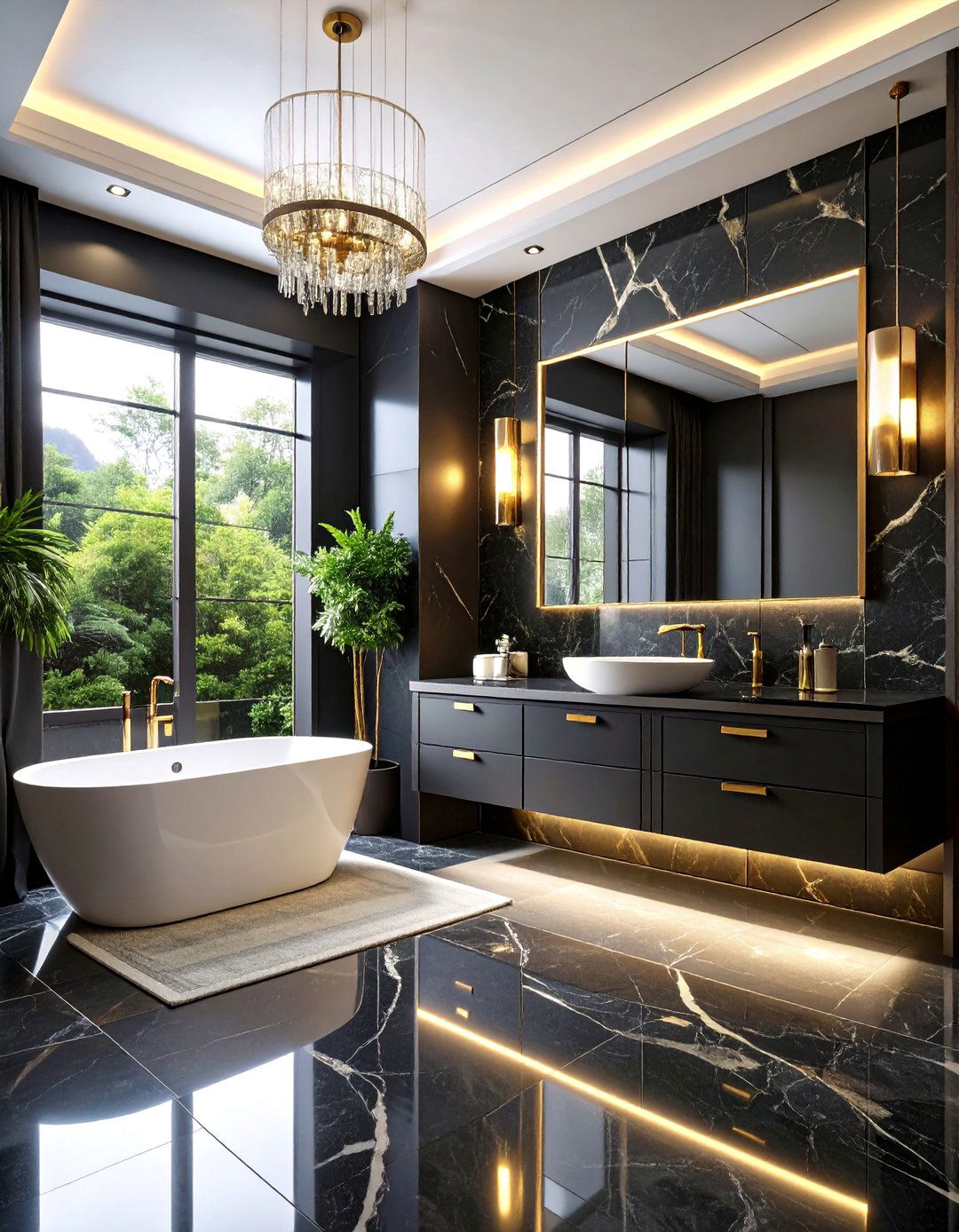 Boutique Hotel Black Marble Bathroom Style - 25 Black Marble Bathrooms