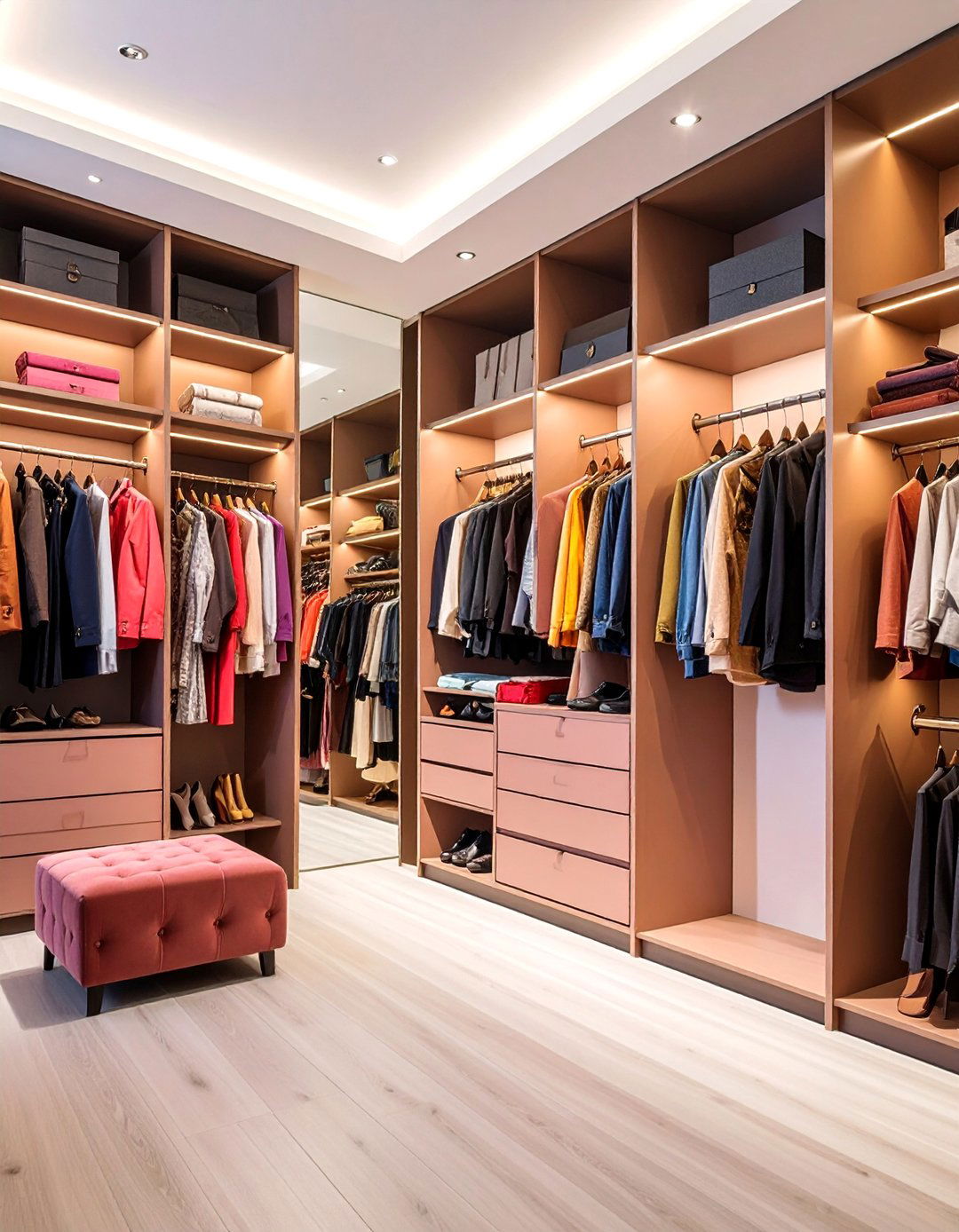 Boutique Style Walk In Closet with Track Lighting - 25 Walk in Closet Ideas