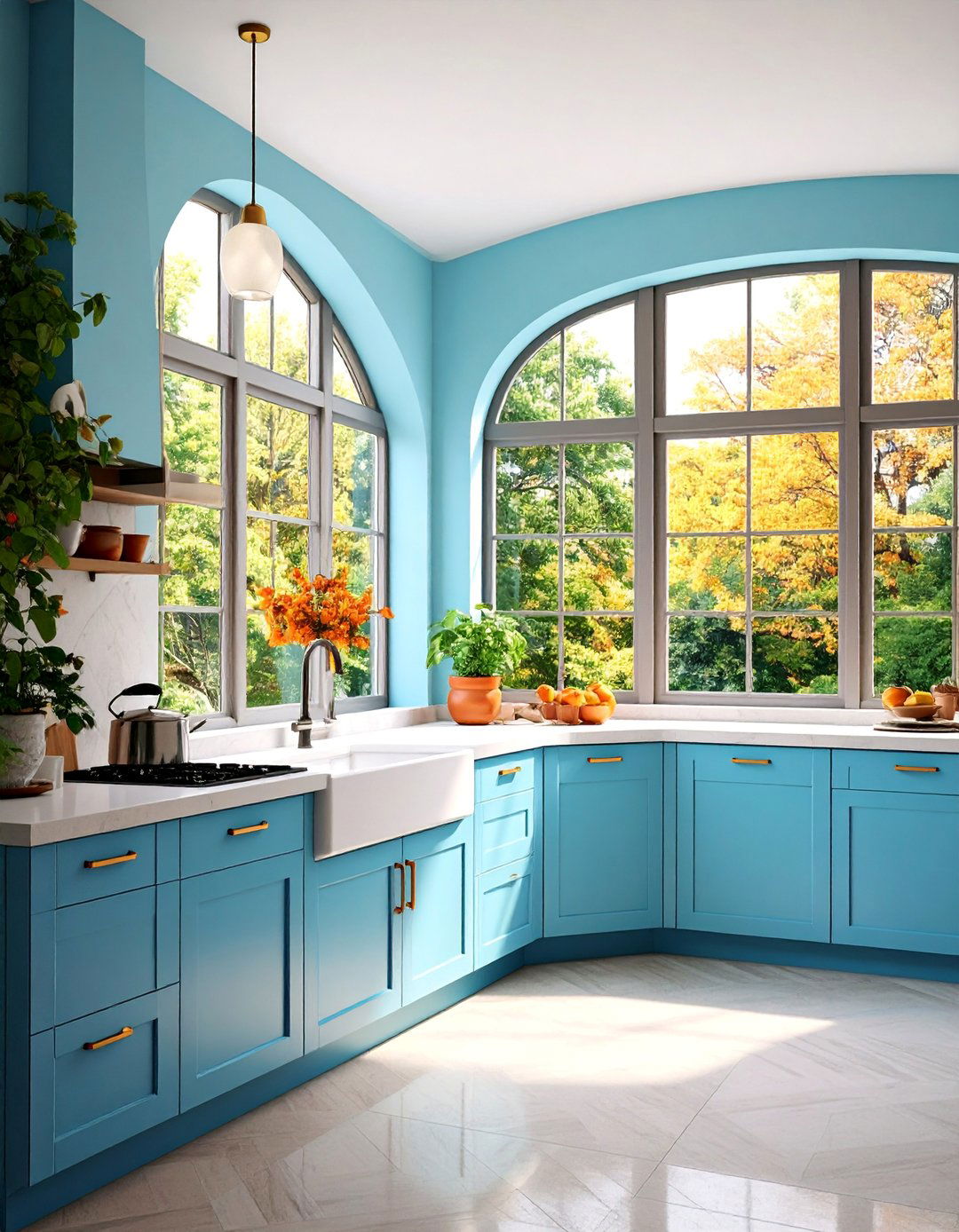 Bow Window Curved Elegance - 25 Kitchen Window Ideas Over Sink