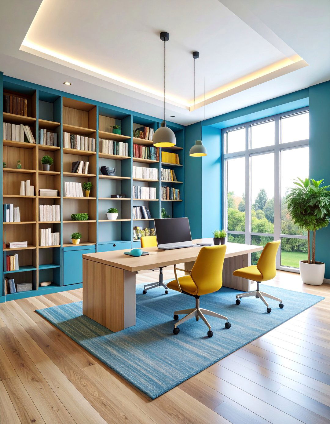 Box Room Study Space with Built in Desk and Bookshelf Wall - 25 Box Room Ideas