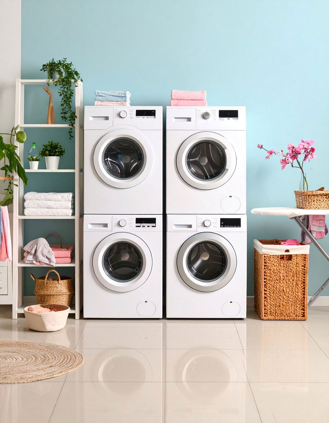 Box Room Utility Space with Washer Dryer Stack and Cleaning Station - 25 Box Room Ideas