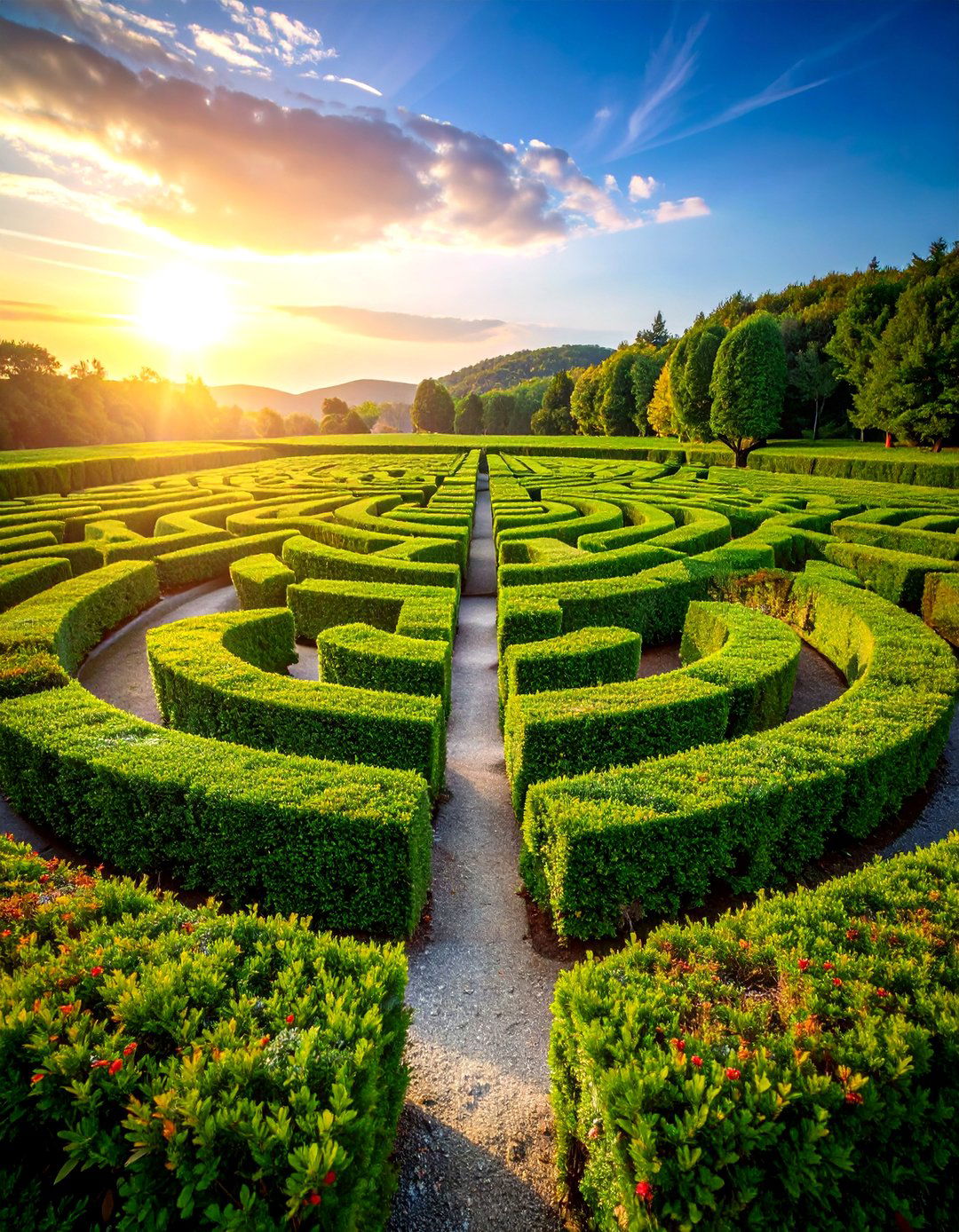 Boxwood Labyrinth Pattern Design - 25 Front Yard Boxwood Designs