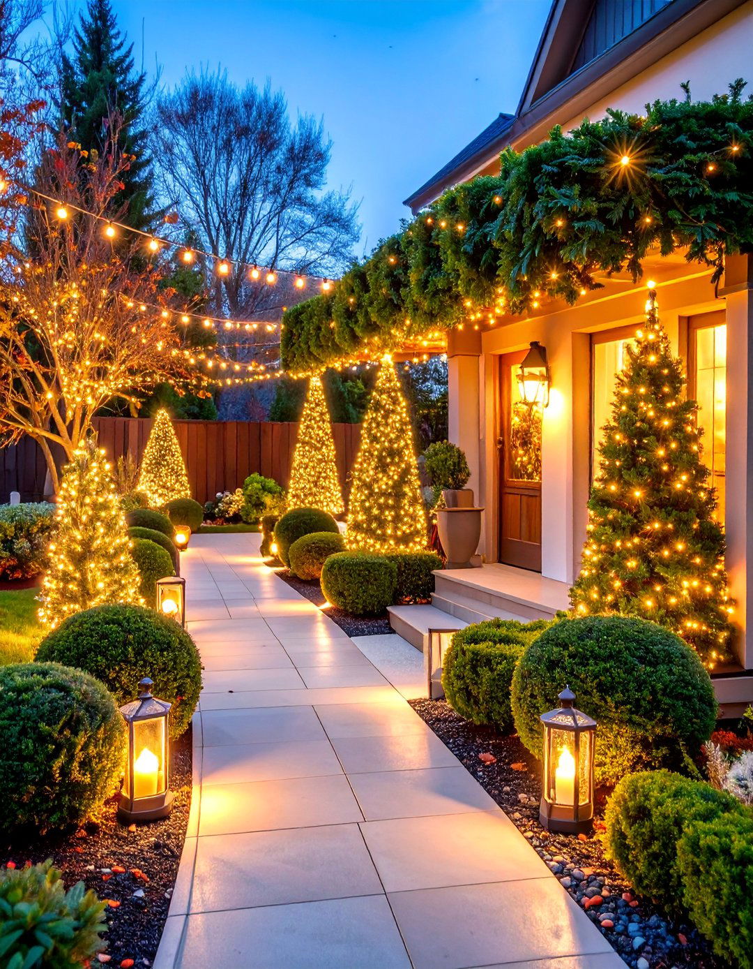 Boxwood Seasonal Display Garden with Holiday Decoration Integration - 25 Front Yard Boxwood Shrubs