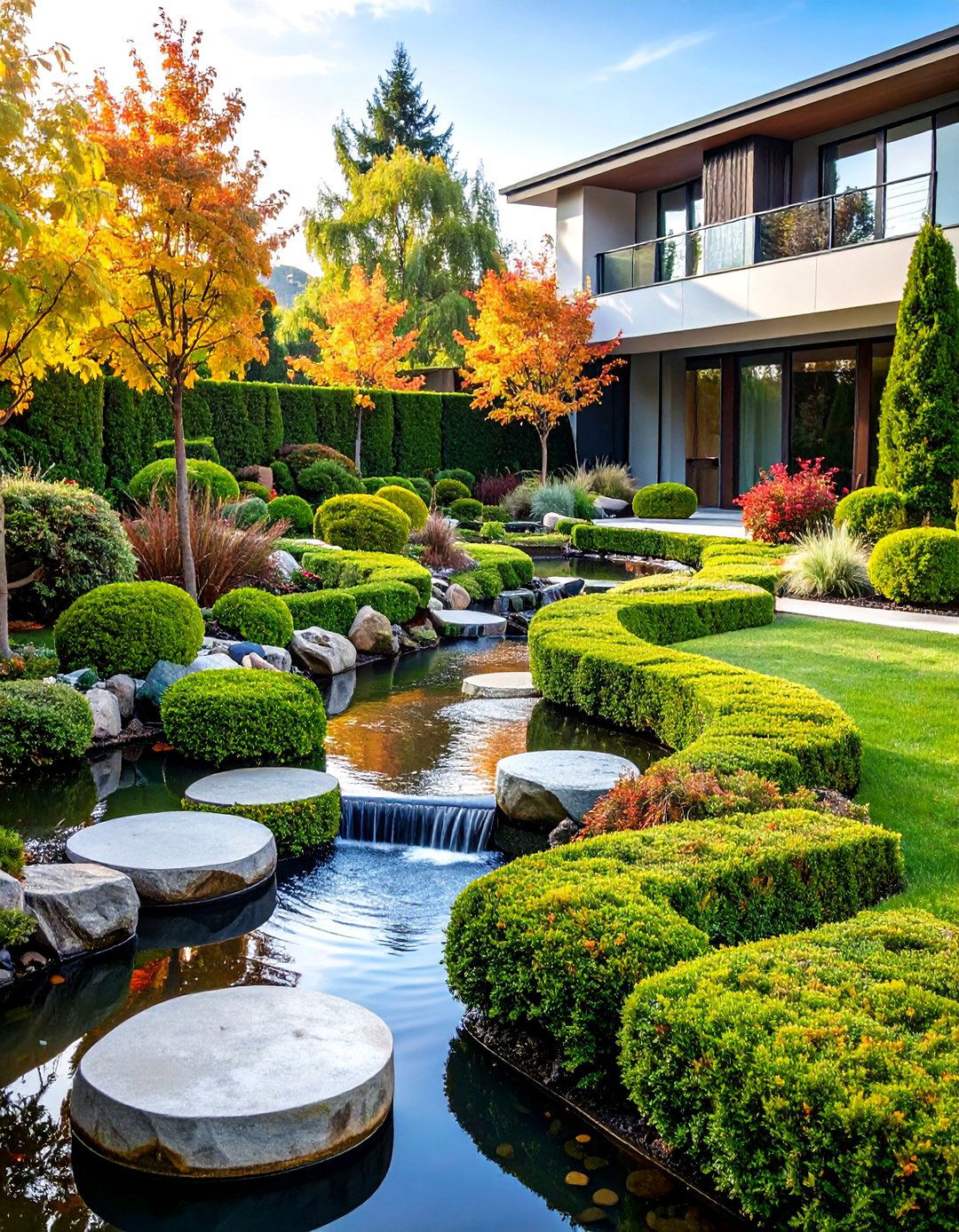 Boxwood Water Feature Integration with Pond and Stream Elements - 25 Front Yard Boxwood Shrubs