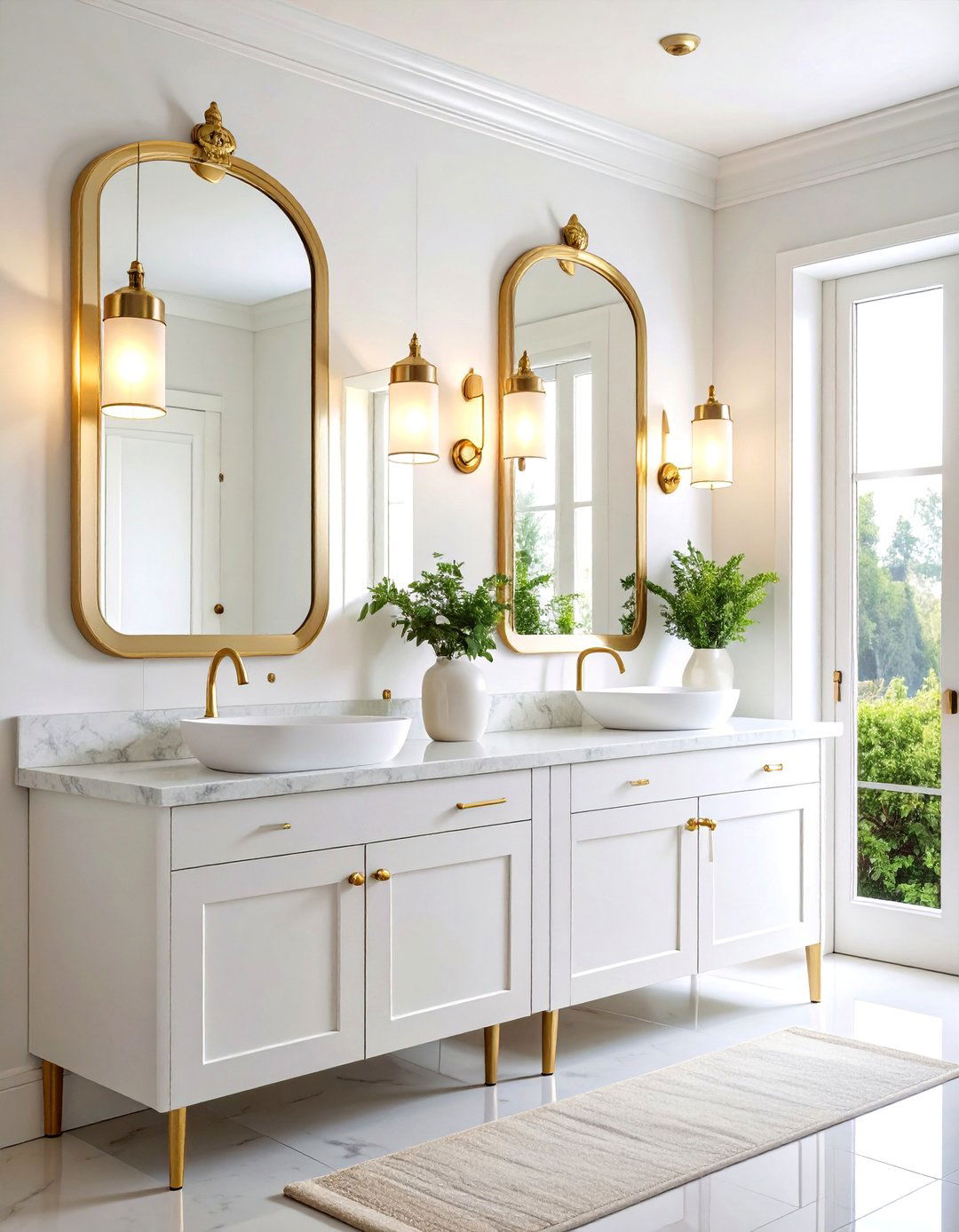 Brass Finish Vintage Modern Hybrid Setup - 25 Small Bathroom Lighting Ideas