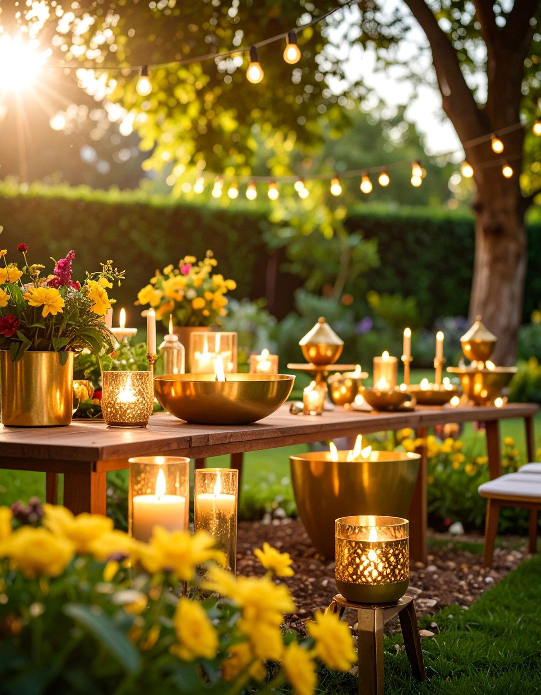 Brass Garden Party with Metallic Landscaping - 25 21th Wedding Anniversary Ideas