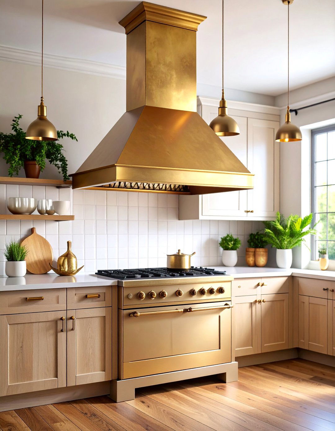 Brass Range Hood with Patinated Antique Finish - 25 Range Hood Ideas
