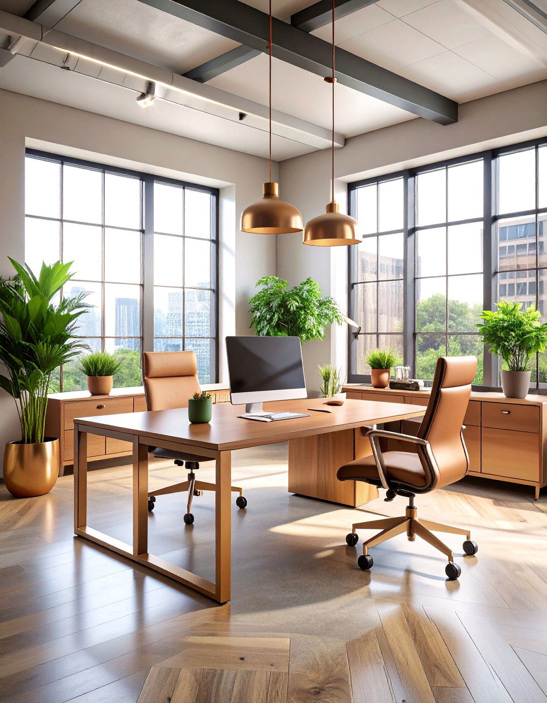 Brass and Copper Accent Design - 25 Bohemian Home Office Ideas