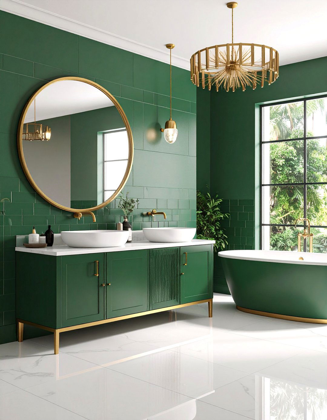 Brass and Emerald Green Art Deco Bathroom - 25 Art Deco Bathroom Ideas