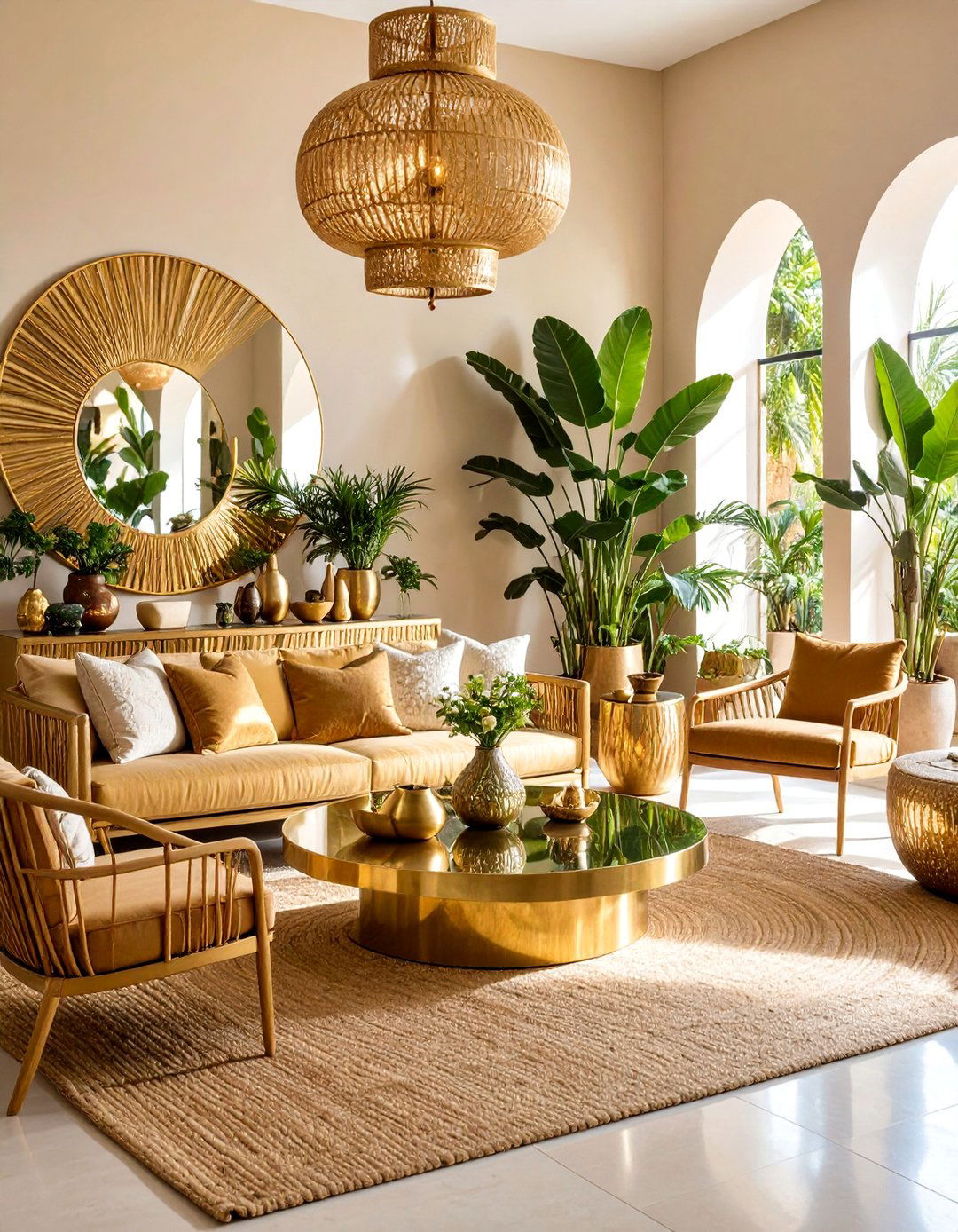 Brass and Gold Glam with Metallic Accents - 25 Boho Living Room Ideas