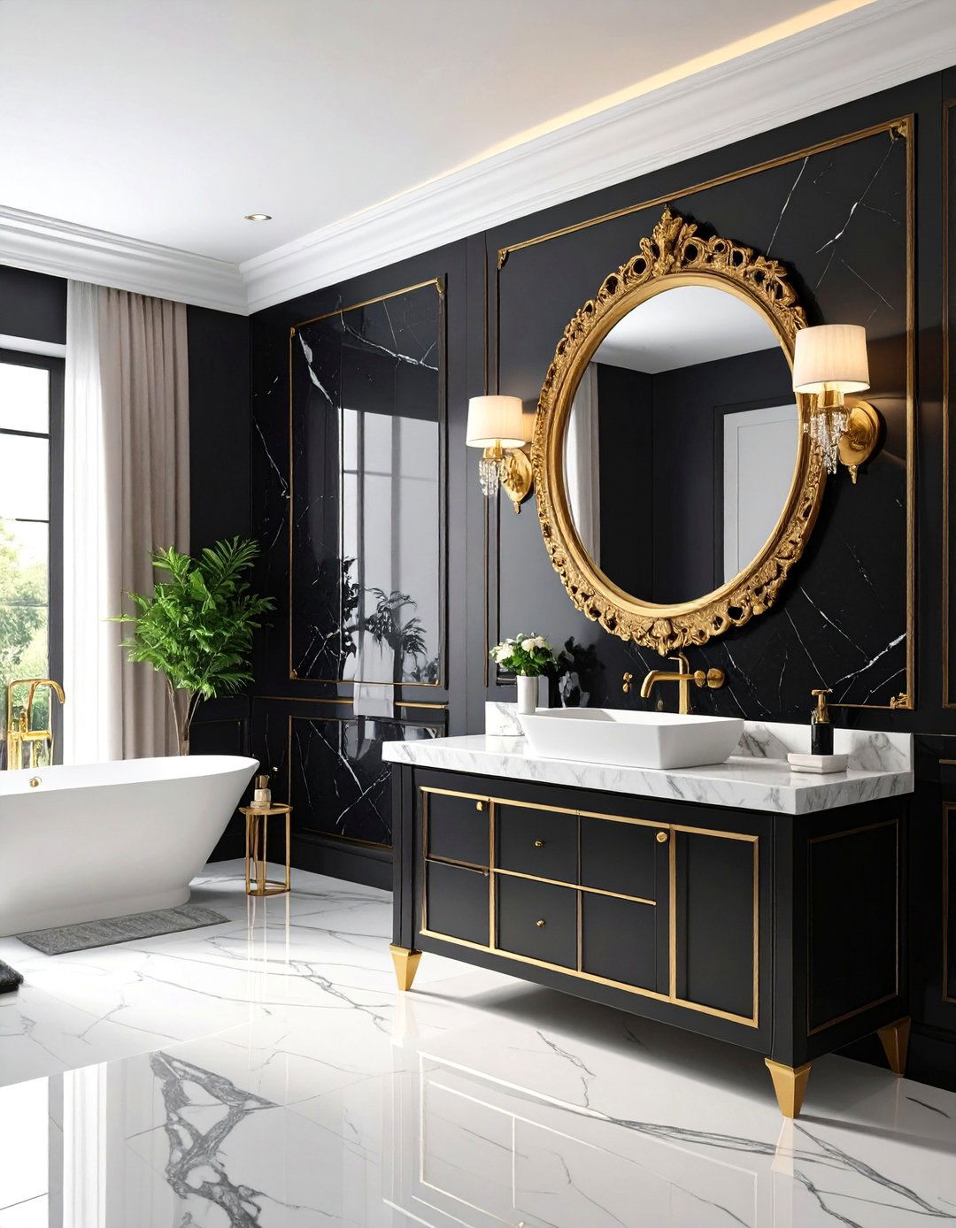 Brass and Marble Powder Room - 25 Luxury Interior Design Ideas