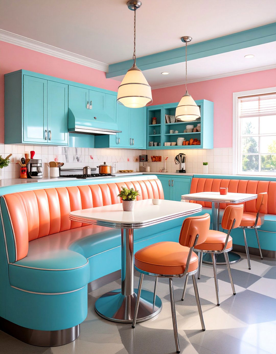 Breakfast Nook Diner Style Kitchen - 25 Retro Kitchen Ideas