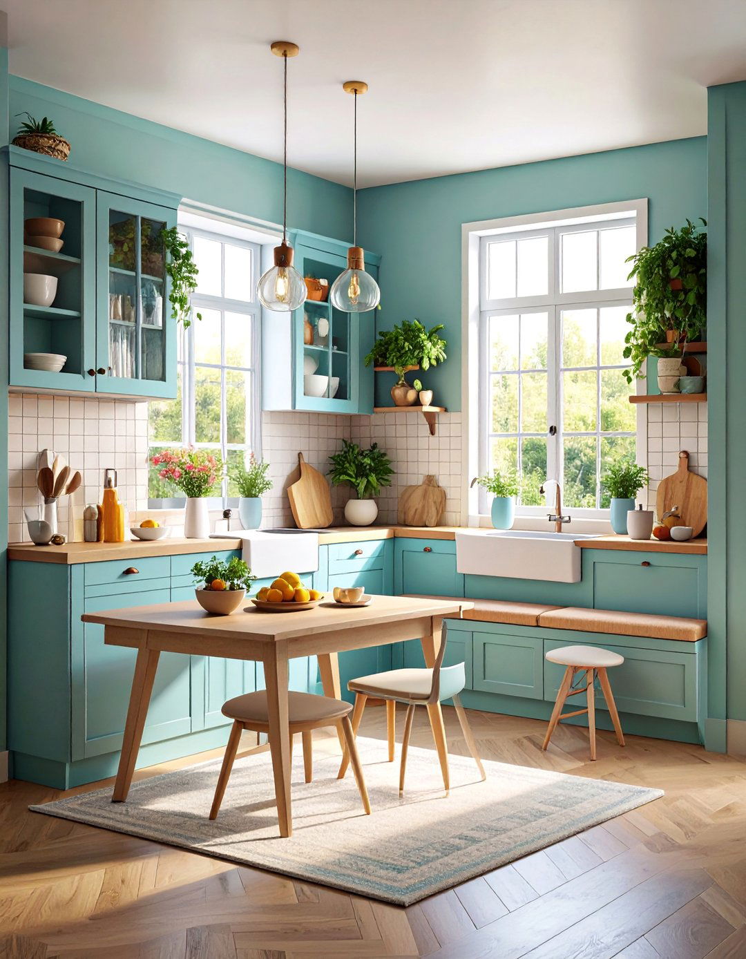 Breakfast Nook Kitchen with Integrated Seating - 25 Minimalist Kitchen Ideas