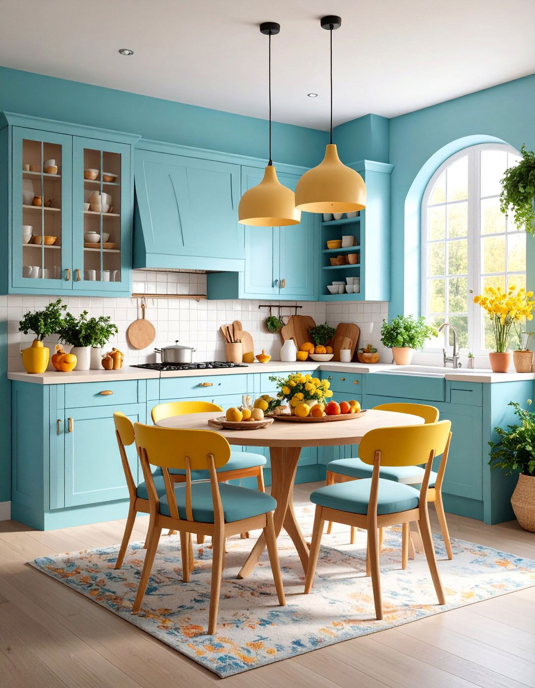 Breakfast Nook Kitchen with White Appliances and Casual Dining - 25 Kitchen With White Appliances Ideas