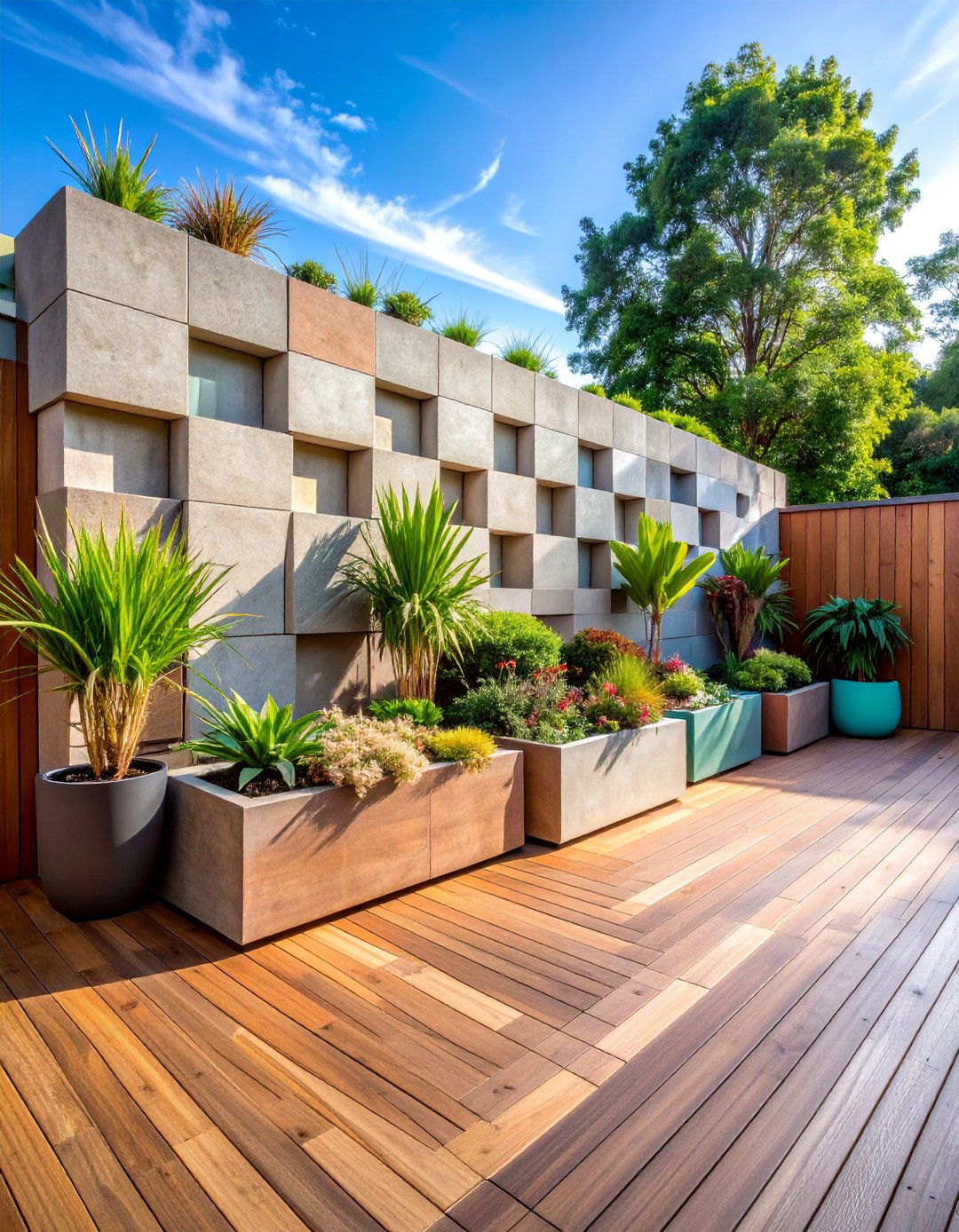 Breeze Block Decorative Wall - 25 Deck With Privacy Wall