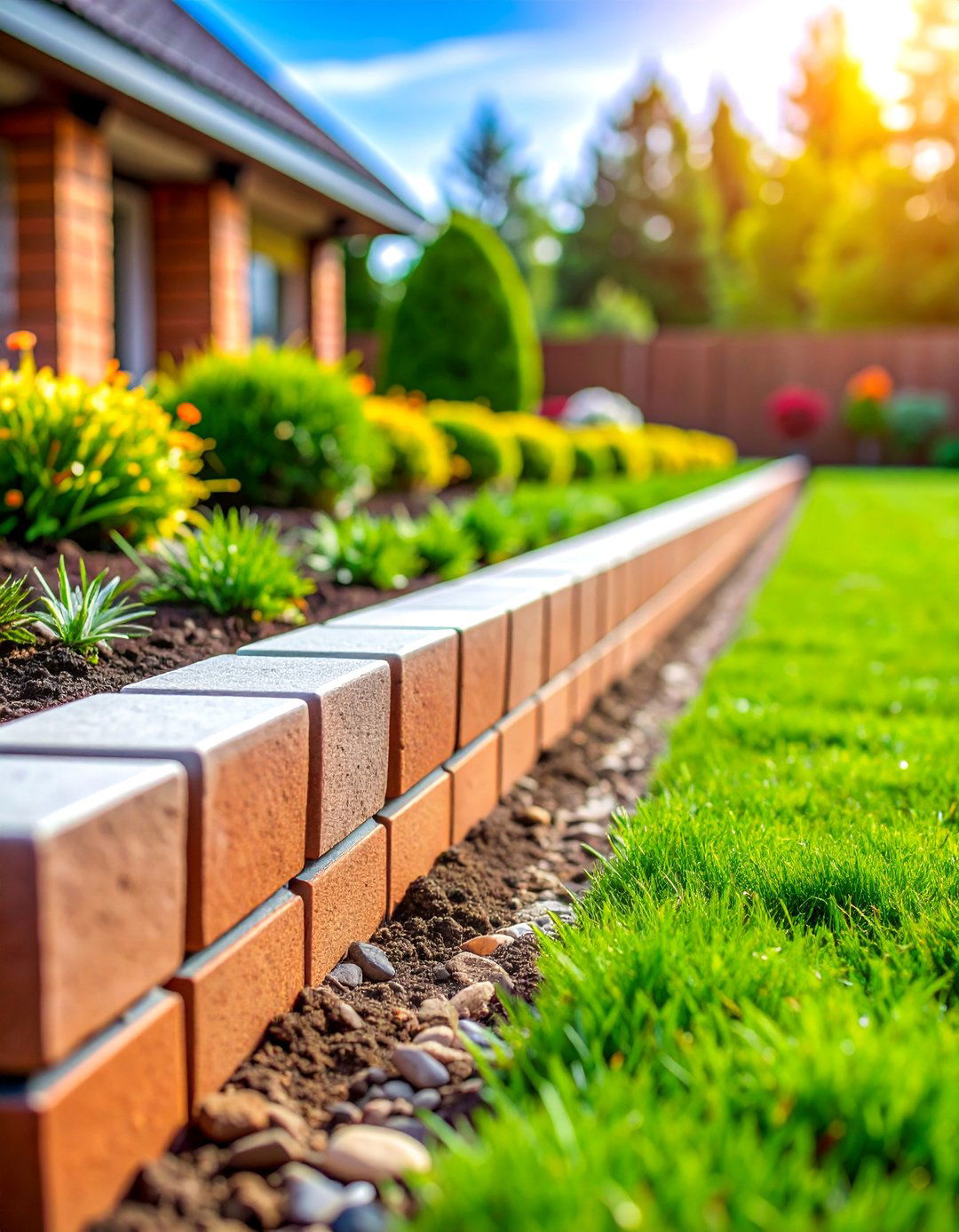 Brick Border Garden Edging System - 25 Brick Landscaping Ideas