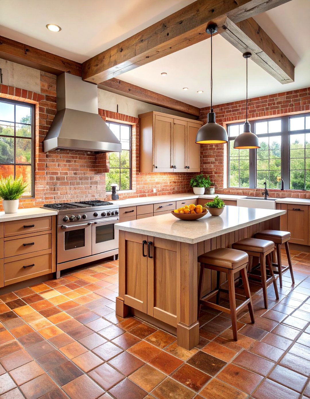 Brick Effect Porcelain Tiles - 25 Kitchen Splashback Ideas