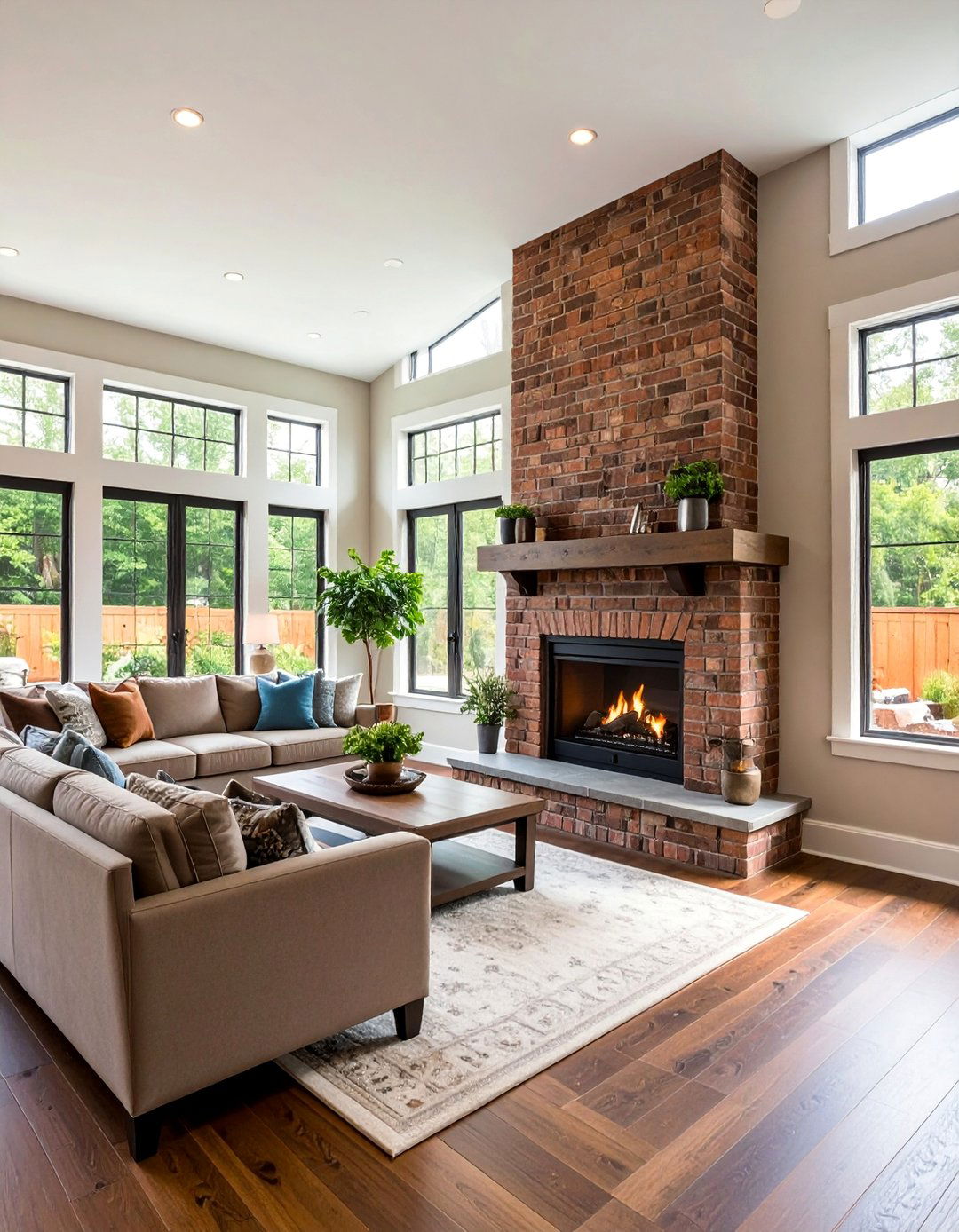 Brick Fireplace with Integrated Entertainment Center - 25 Brick Fireplace Ideas